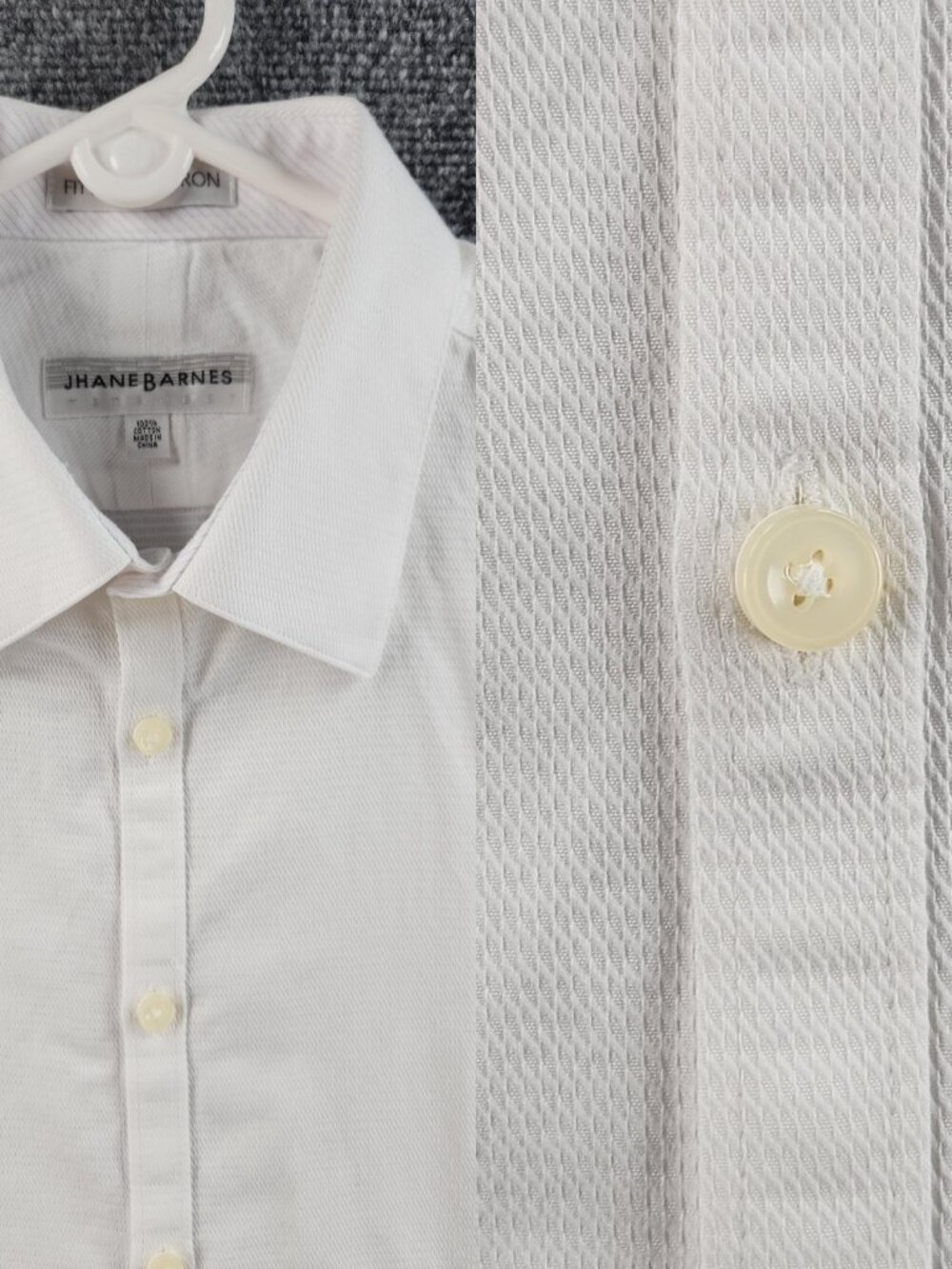 Jhane Barnes 16.5 34/35 Non-Iron Cotton Pique Point White Button Up Mens Shirt